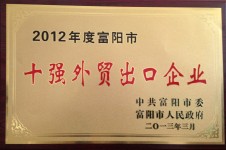 2012年度富阳市十强外贸出口企业